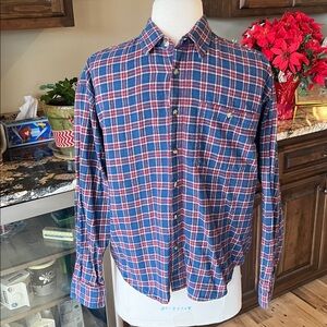 Flannel Shirt Blue Red plaid Boys Large